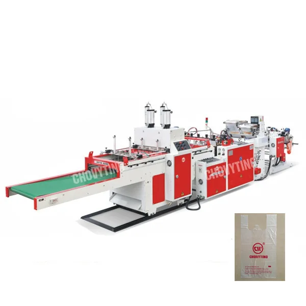 Fully automatic super high speed t-shirt bag making machine