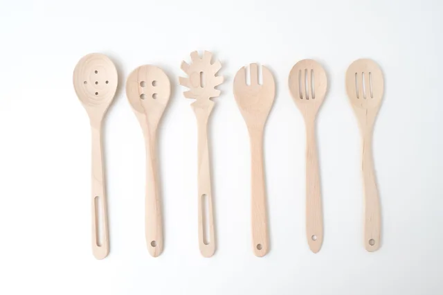 Wooden slotted spoon