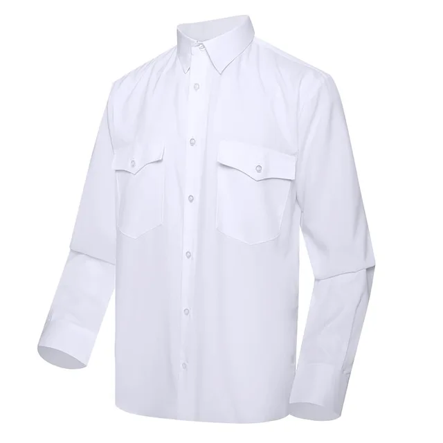 Military officer white color two pockets soft quick dry long sleeves shirt