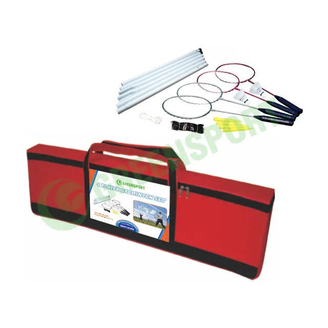 Portable 4 players badminton set with pole and net for outdoor games