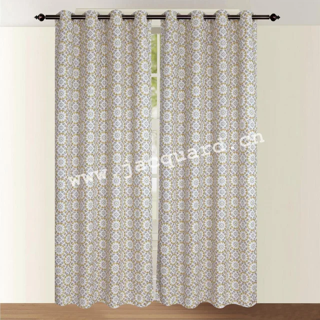 Jacquard Curtain with Gromment/Eyelet Curtain for Bed room(2 Panels)