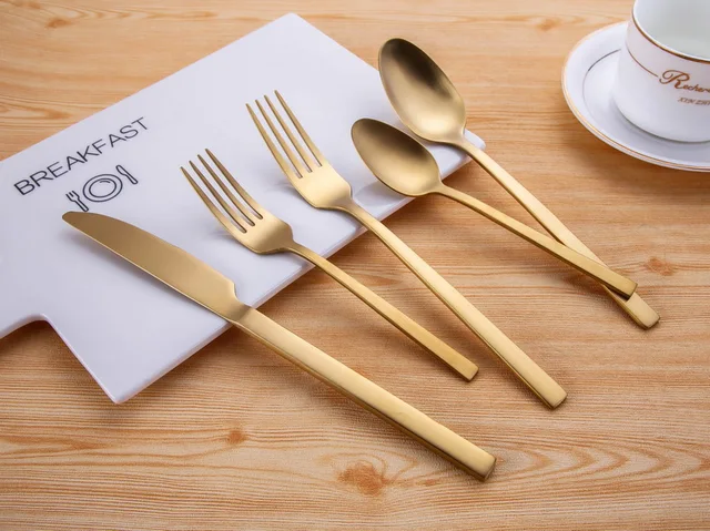 Stainless steel cutlery with gold