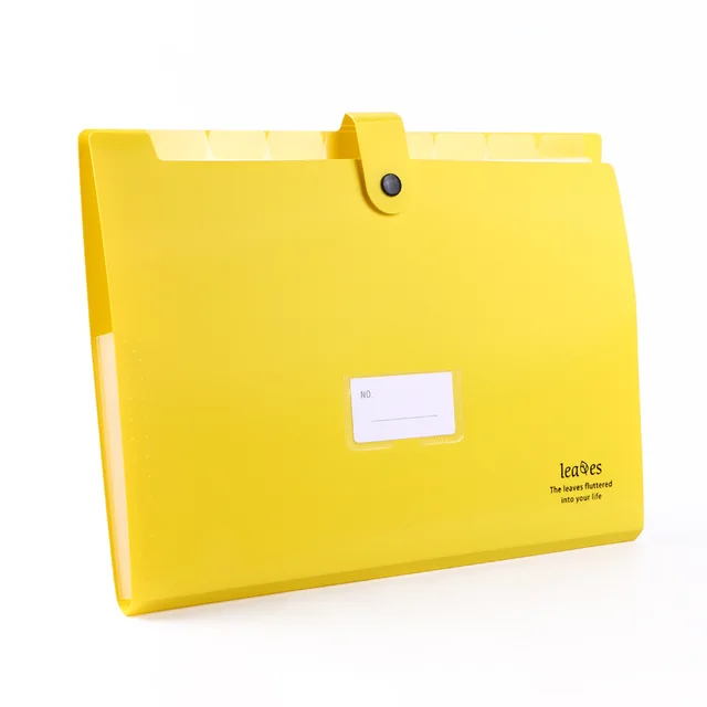 Eagle fashinable rainbow color portable A4 size PP plastic expanding file folder YELLOW COLOR