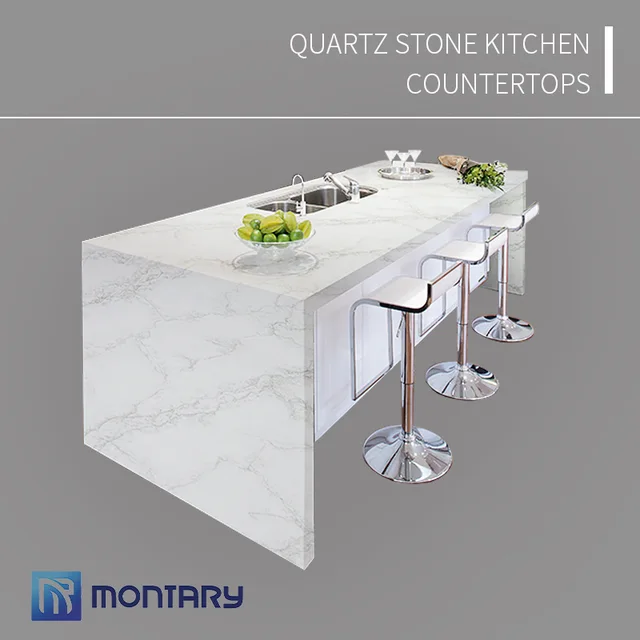 Quartz stone kitchen countertop
