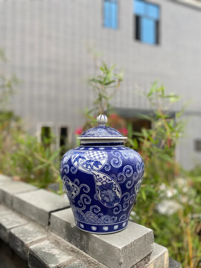 Blue and white ceramic ginger gar
