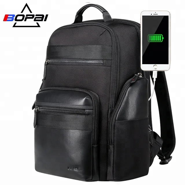 BOPAI 30L Travel Backpack for Men Business Laptop Backpack 15.6 inch Computer bag-pack with USB Charging Water-Resistant Rucksack Black