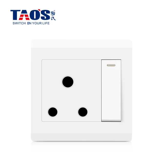 15A 1 gang switched round-pin socket