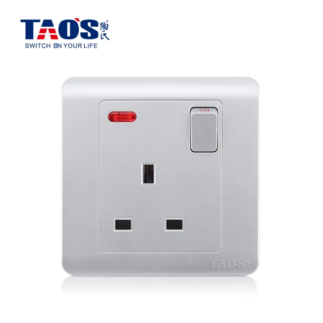 13A 1 gang switched socket + neon