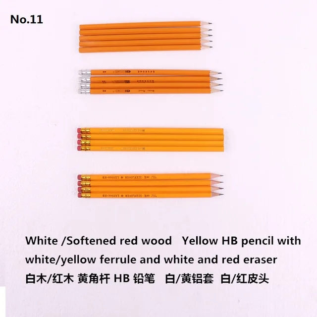 White /Softened red wood Yellow painting HB pencil