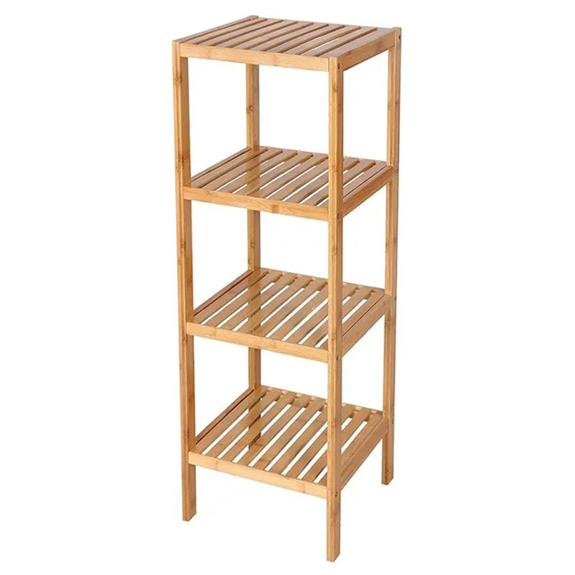 Bamboo 4 Tier Multifunctional Bathroom Shelf for Clothes Or Plant Pot Storage