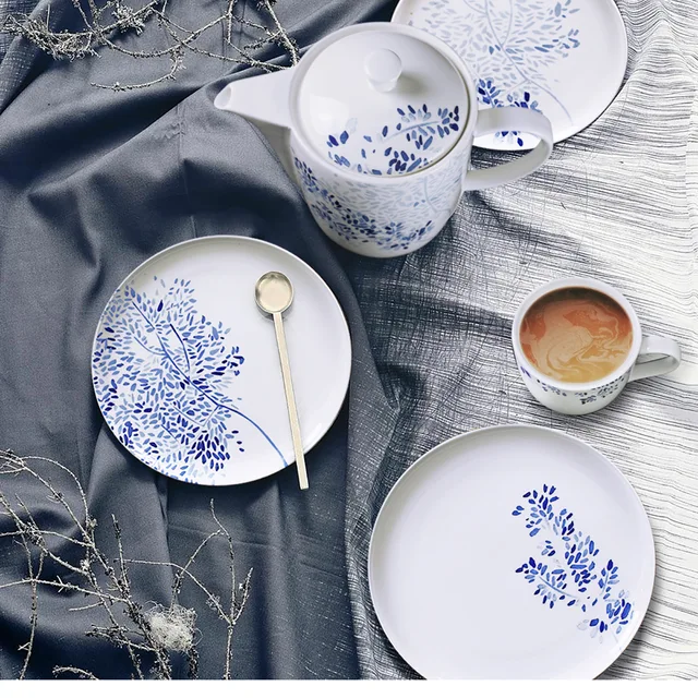 SAM&SQUITO/NEW POWER side plate porcelaine/ Blue Autumn-in glaze decal