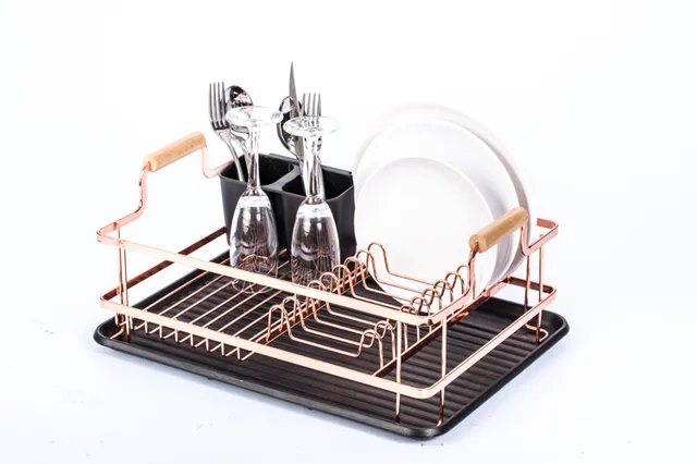 Dish Drying Rack With Wooden Handle