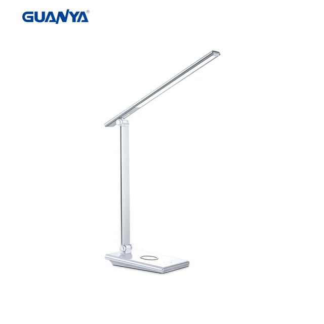 Multi-function dimming and color adjustment wireless charging LED table lamp with USB socket