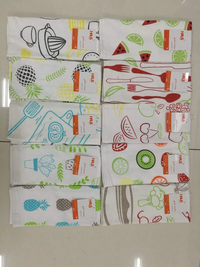 Reactive and pigment printed kitchen towel