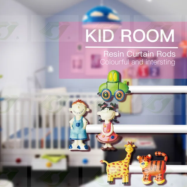 16/19mm colorful curtain rod kids series wholesale ODM design for child or kitchen