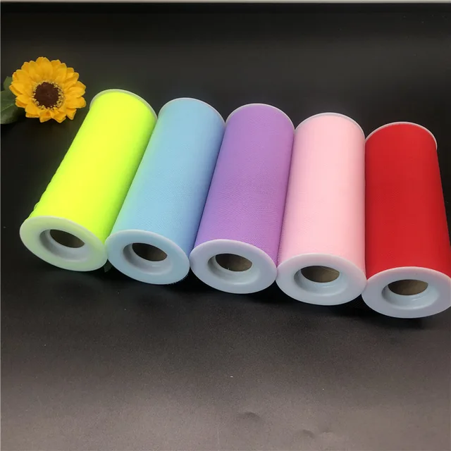 Cheap 6 Inch Tulle Rolls 25 Yards Polyester Tulle Mesh Fabric Tutu Wedding Decoration