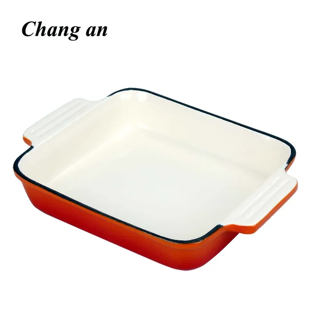 Cast iron enamel square pan