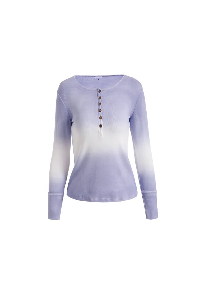 Ladies long sleeve half placket tie dyed shirt