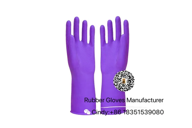 Purple household latex gloves
