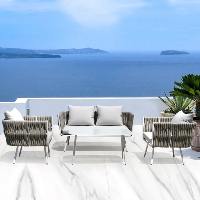 Aluminum frame rope webbing sofa set