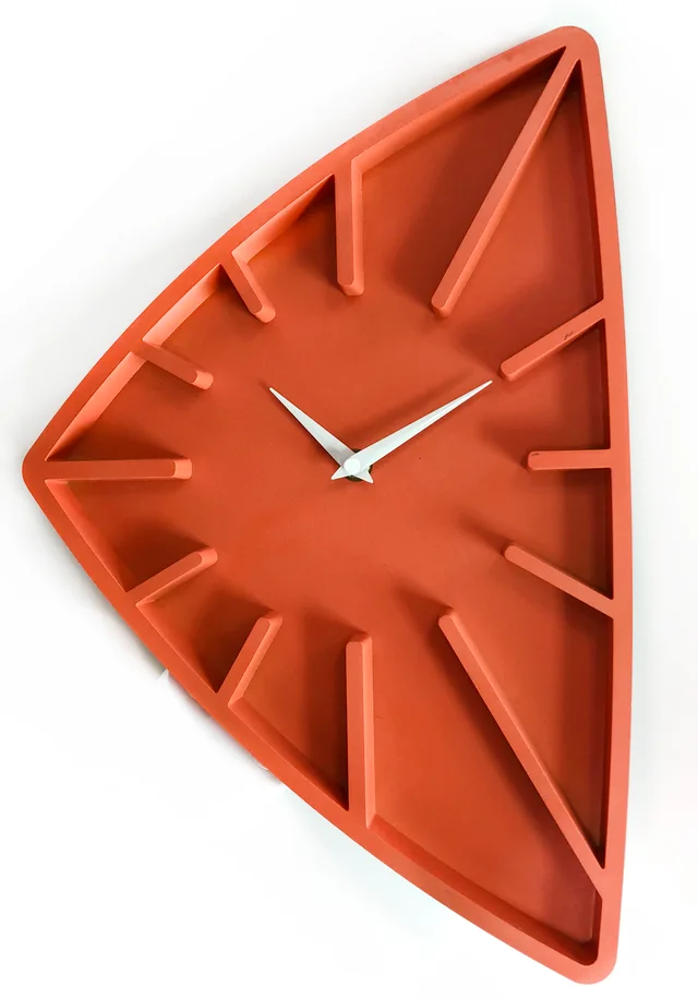 12inch Plastic creative triangular wall clock with 3d numbers