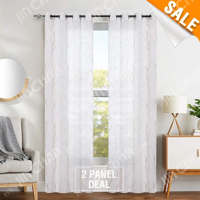 Floral Embroidered Sheer Curtains