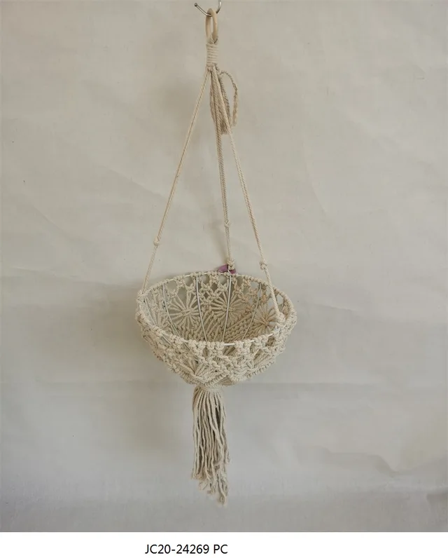 Cotton rope hanging basket