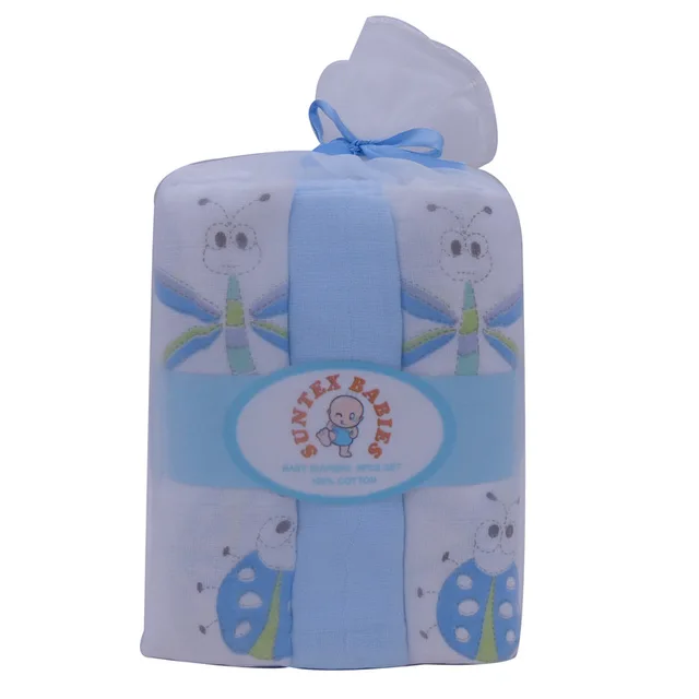 Dragonfly printed 5pcs set 100% Cotton Baby Muslin Nappies