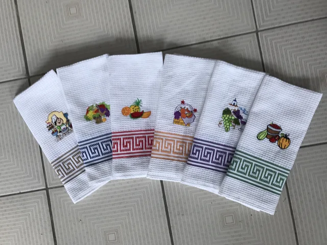 Embroidery Waffle Kitchen Towel