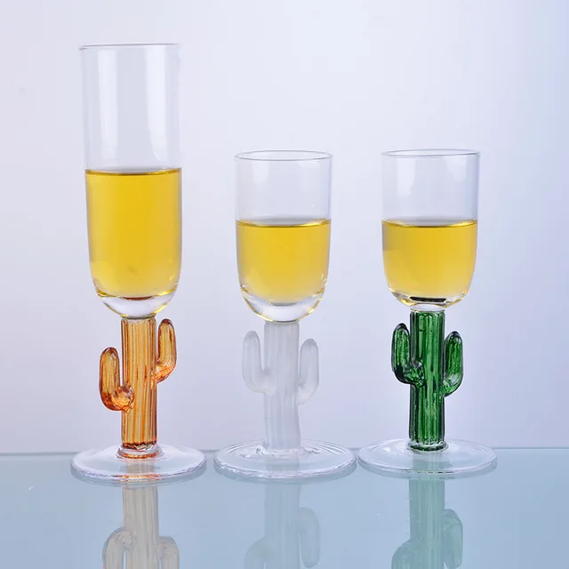 Semi Machine Made Cactus Stem Glass Champange