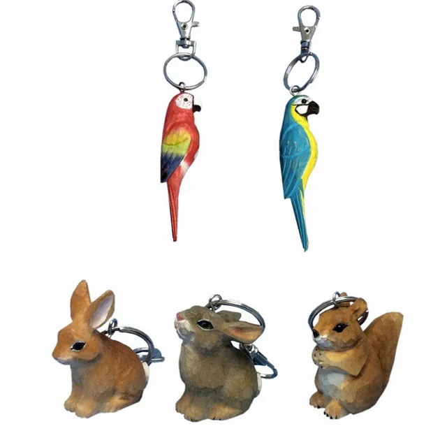 Wooden animal keychain