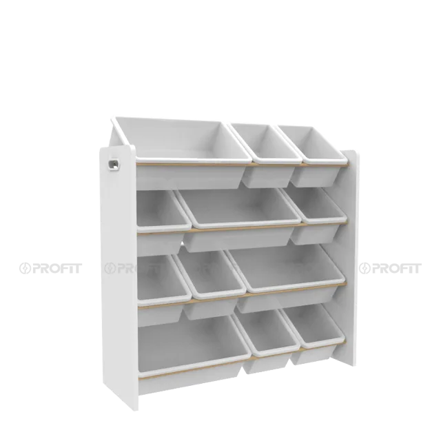 White Kids Toy Storage Organizer with 12 Plastic Bins