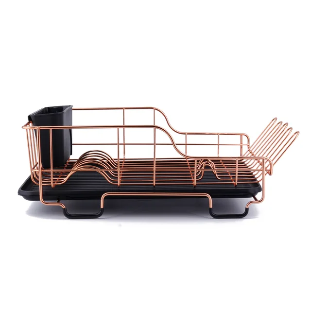 Gold Dish Rack With Portable Drainer