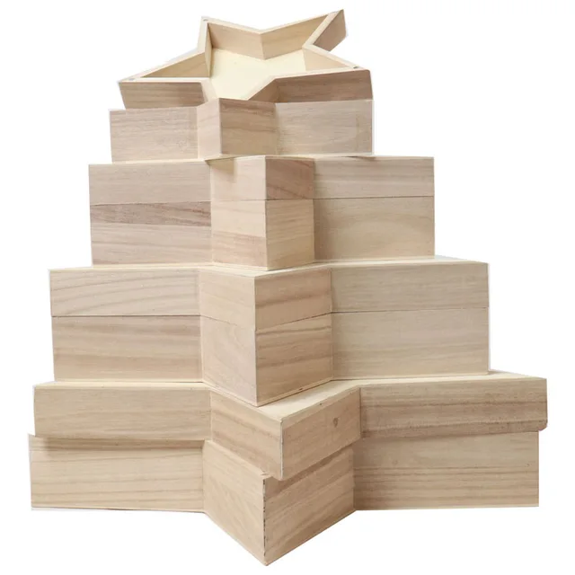 Wooden Jewelry DIY Love Heart Shape Box Case Storage Decor Crafts