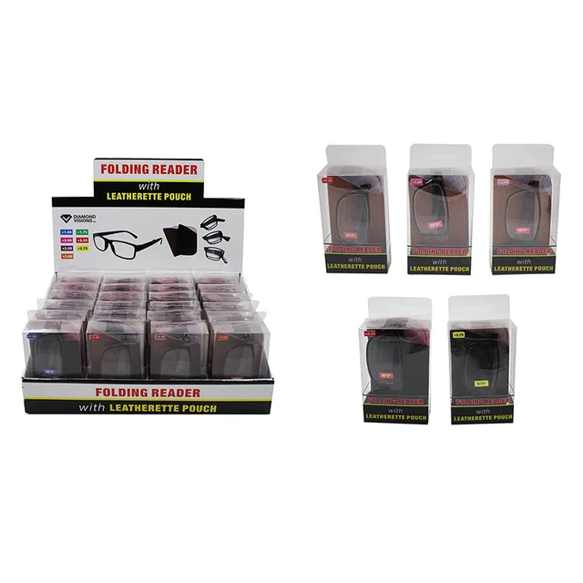Foldable reading glasses with pouch