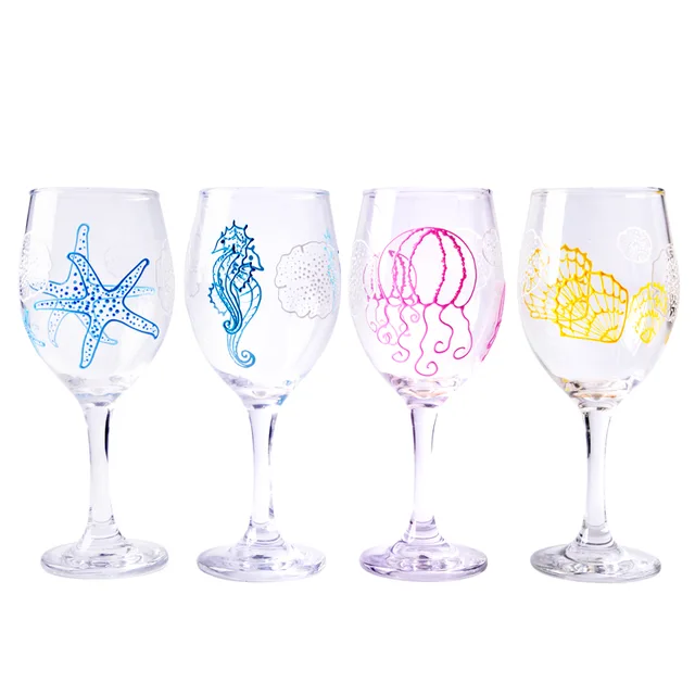 Raised pattern lonely marine animal wine glass cup,Customizable patterned wine glasses