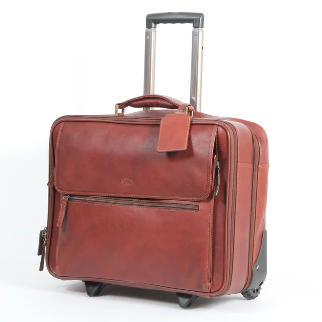 Leather trolley bag