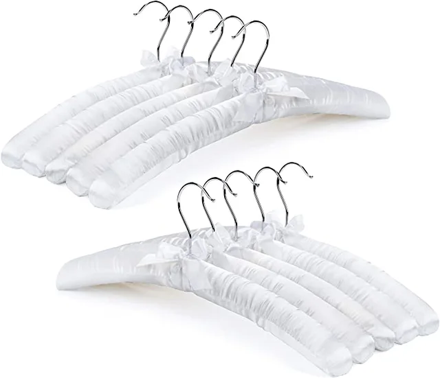 2021Hot sale White Satin Padded Hangers Silk Hangers Bridal Wedding Dress Hangers for Women's Clothes