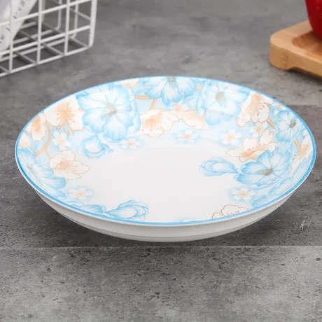 Cheap ceramic plate dish glazed blue deep plate new design daily used