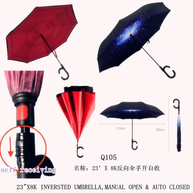 23"x8k Inversted Umbrella,manual Open & Auto Closed
