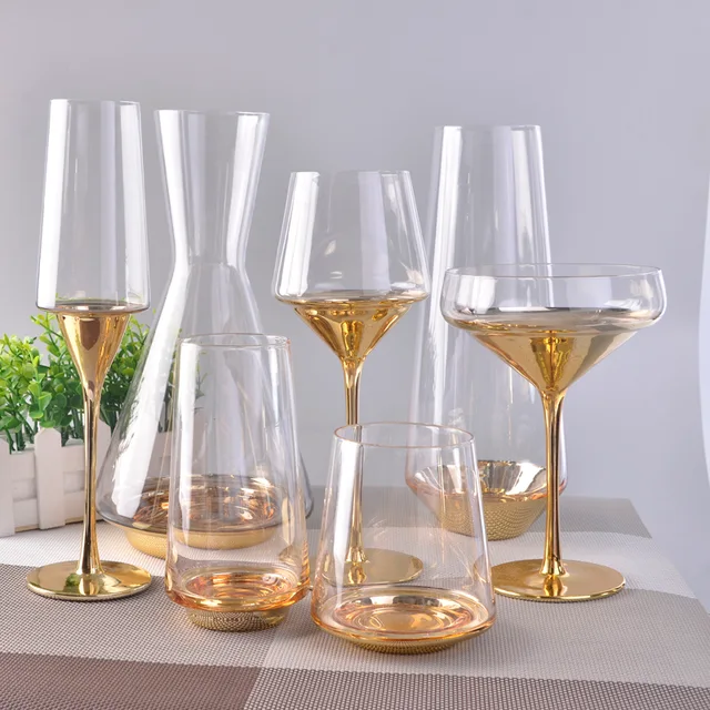 High-grade wine glass set, electroplating gold