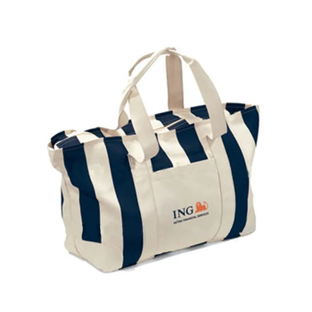 Canvas tote bag with stripe