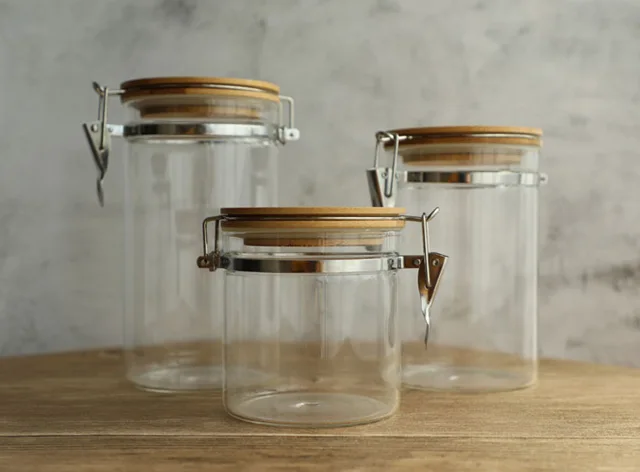 Airtight Glass Jar with Stainless Steel Clip Lid for Food Storage Glass Pickle Jar