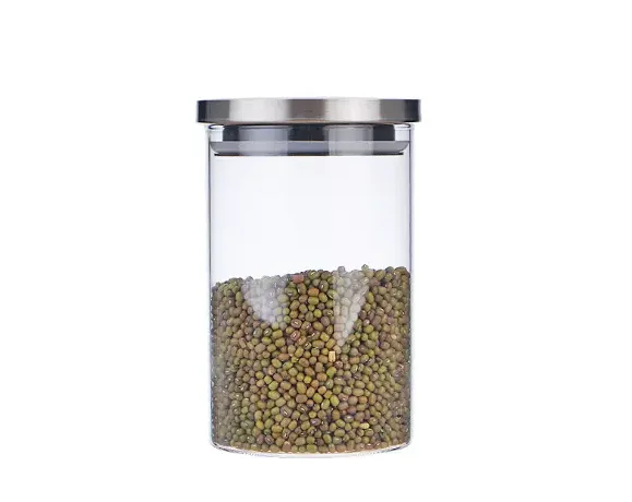 Sealed high borosilicate food storage tea glass jar with stainless steel cover