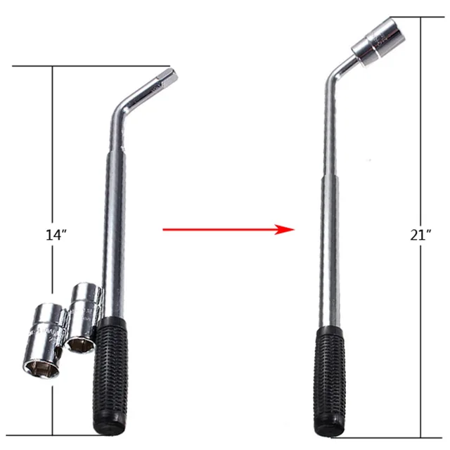 Telescopic wheel nut wrench