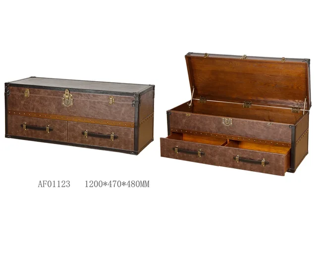 Antique living room storage end table with drawers