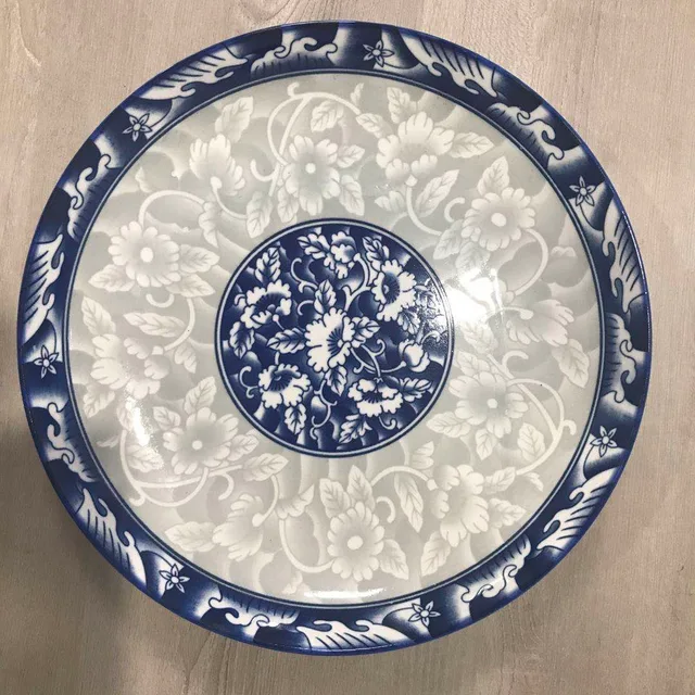Blue white pad printing porcelain dish plates ceramic fruit plate ceramic dinner plate