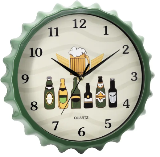 Wall clock; quartz clock; modern design;simple round clock; 13inch 33cm，beer clock，creative clock