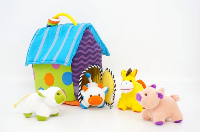 Baby educational toy set farm house and farm animals