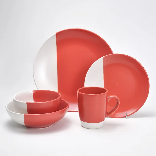 16pcs stoneware dinner set with 2-tone glaze